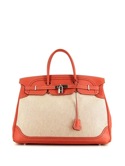 Pre-owned Hermes 2013  Birkin Ghillies 40cm Handbag In Neutrals