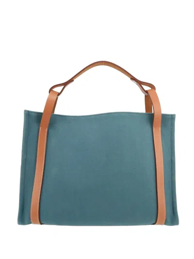 Pre-owned Hermes 2013 Cavalicol Canvas And Leather Tote Bag In Blue