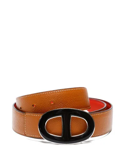 Pre-owned Hermes 2013 Chaine D'ancre Leather Belt In Brown