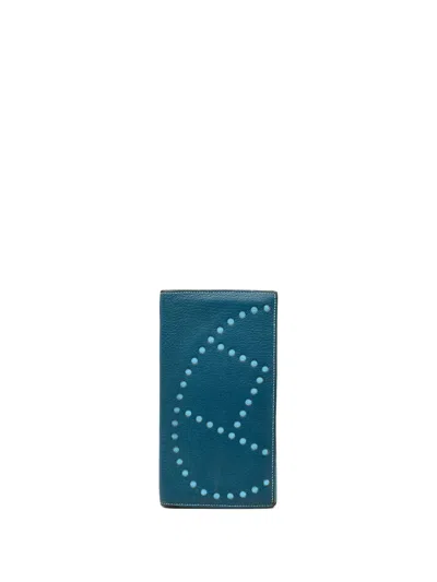 Pre-owned Hermes 2013 Chevre Mysore Evelyne Wallet Long Wallets In Blue