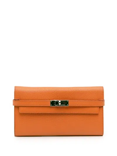 Pre-owned Hermes 2013 Chevre Mysore Kelly Longue Wallet Long Wallets In Orange