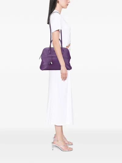 Pre-owned Hermes 2013 Clemence Bolide 35 Satchel In Purple