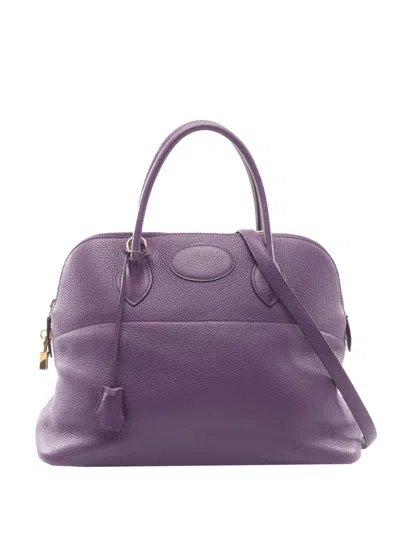 Pre-owned Hermes 2013 Clemence Bolide 35 Satchel In Purple