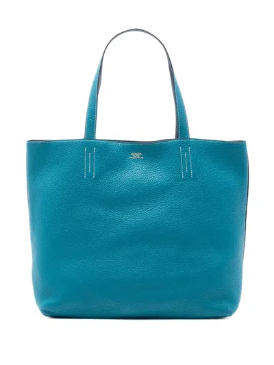 Pre-owned Hermes 2013 Clemence Double Sens 36 Tote Bag In Blue