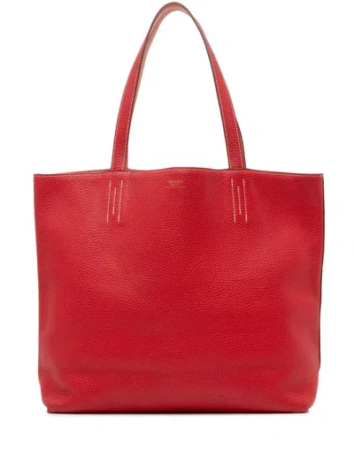 Pre-owned Hermes 2013 Clemence Double Sens 36 Tote Bag In Red