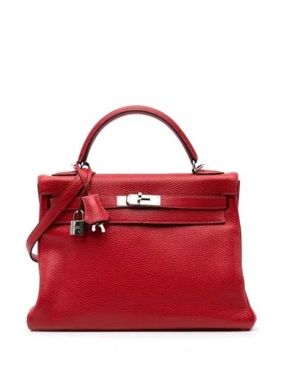 Pre-owned Hermes 2013 Clemence Kelly Ii Retourne 32 Satchel In Red