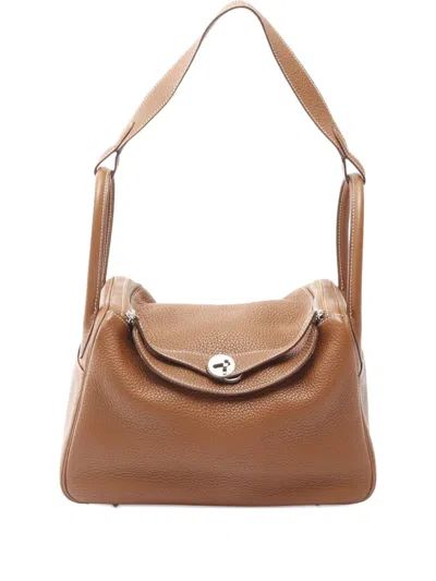Pre-owned Hermes 2013 Clemence Lindy 30 Shoulder Bag In Brown