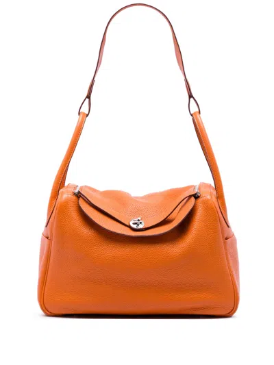 Pre-owned Hermes 2013 Clemence Lindy 34 Satchel In Orange