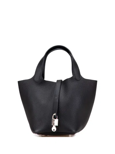 Pre-owned Hermes 2013 Clemence Picotin Lock 18 Handbag In Black