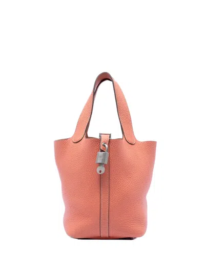 Pre-owned Hermes 2013 Clemence Picotin Lock 18 Handbag In Orange