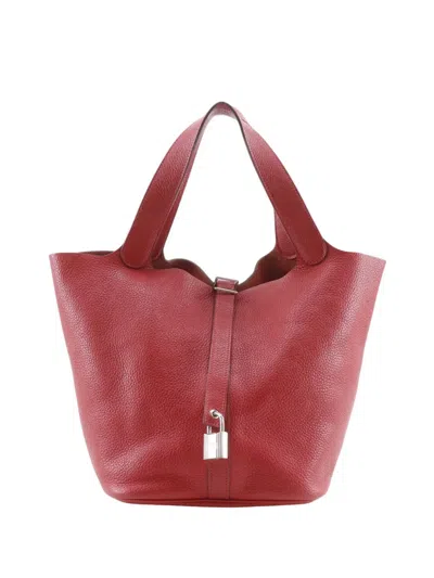 Pre-owned Hermes 2013 Clemence Picotin Lock 26 Handbag In Red