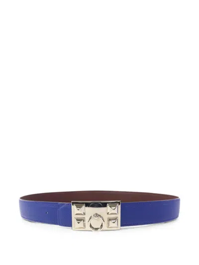 Pre-owned Hermes 2013 Collier De Chien Leather Belt In Blue