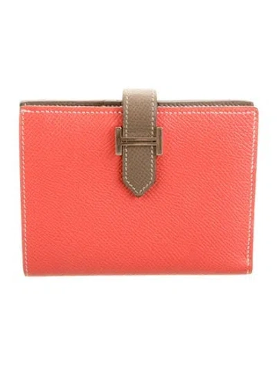 Pre-owned Hermes 2013 Compact Bearn Wallet In Orange