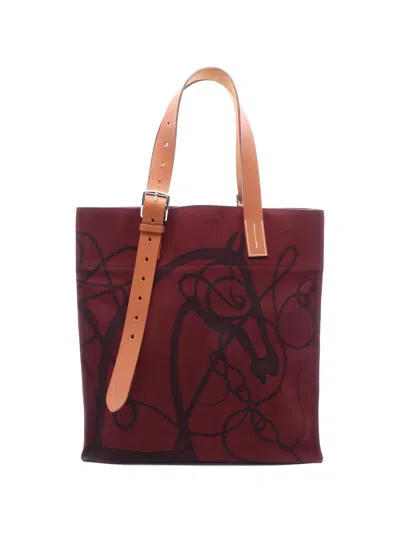 Pre-owned Hermes 2013 Coup De Fouet Etrivière Shopping Shoulder Bag In Red