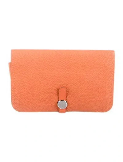 Pre-owned Hermes 2013 Dogon Duo Wallet In Orange