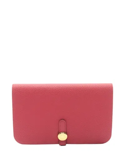 Pre-owned Hermes 2013 Dogon Gm Togo Wallet In Pink