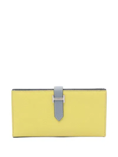 Pre-owned Hermes 2013 Epsom Bearn Soufflet Wallet Long Wallets In Yellow