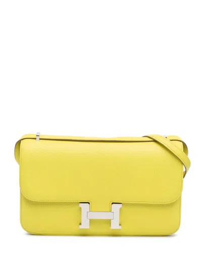 Pre-owned Hermes 2013 Epsom Constance Elan 25 Crossbody Bag In Yellow