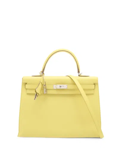 Pre-owned Hermes 2013 Epsom Kelly Ii Sellier 35 Satchel In Yellow