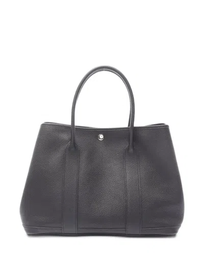 Pre-owned Hermes 2013 Garden Party Pm Leather Tote Bag In Black