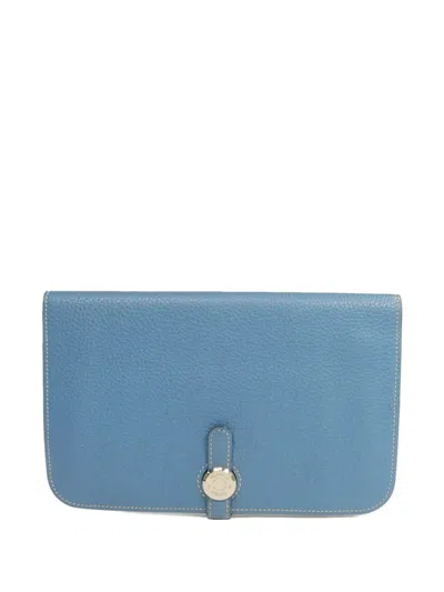 Pre-owned Hermes 2013 Hermès Dogon Gm Long Wallet In Blue