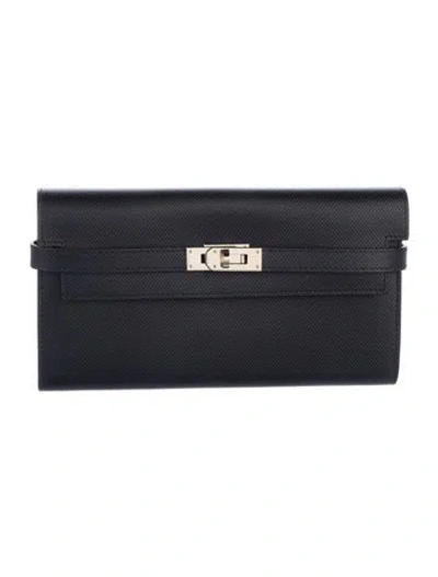 Pre-owned Hermes 2013 Kelly Classic Wallet In Black