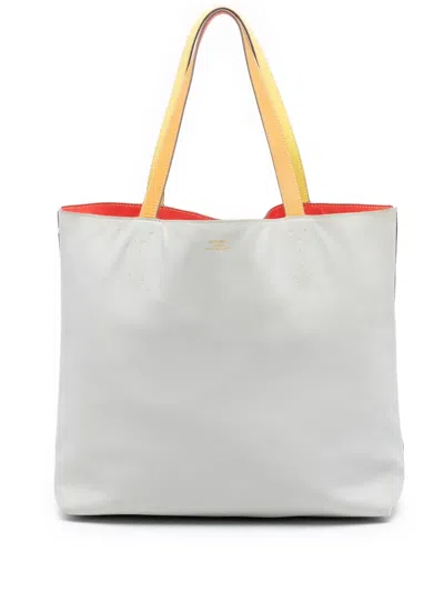 Pre-owned Hermes 2013 Multicolor Swift Double Sens Reversible 36 Tote Bag In White