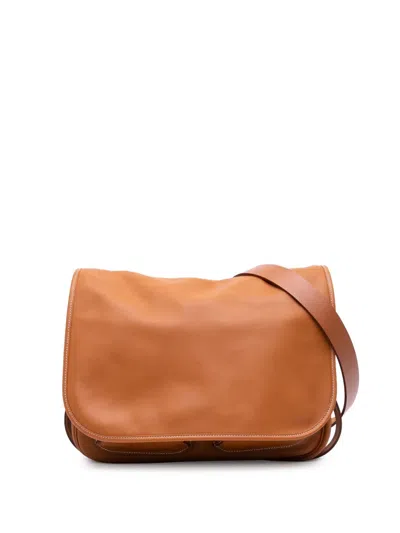 Pre-owned Hermes 2013 Sikkim Barda 30 Messenger Bag Crossbody Bag In Brown