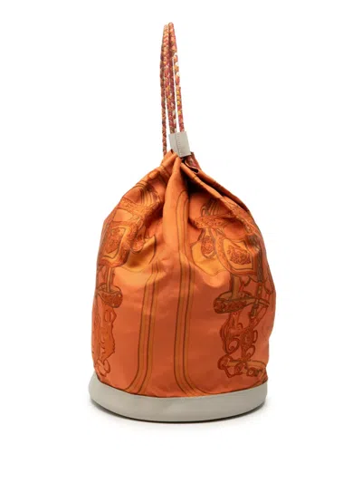 Pre-owned Hermes 2013 Silk Brides De Gala Sac Soie Cool 22 Backpack In Orange