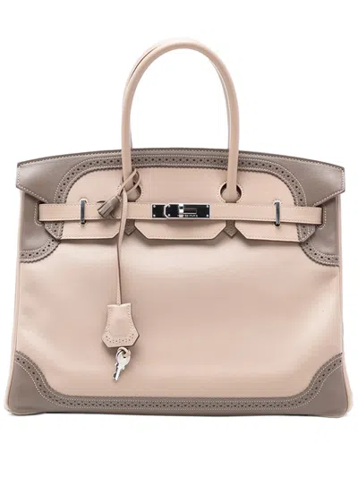 Pre-owned Hermes 2013 Swift Ghillies Birkin Retourne 35 Handbag In Brown