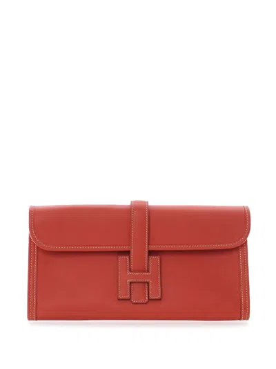Pre-owned Hermes 2013 Swift Jige Elan 29 Clutch Bag In Orange