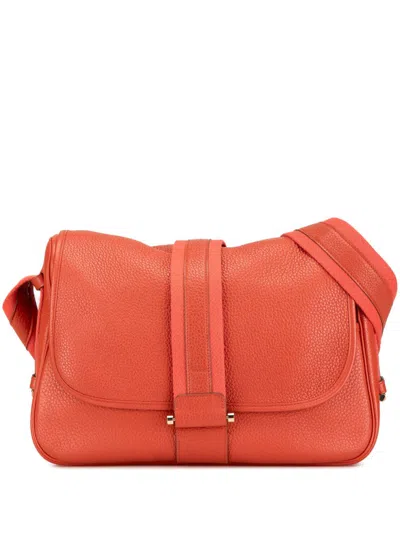 Pre-owned Hermes 2013 Taurillon Clemence Bourlingue Crossbody Bag In Red