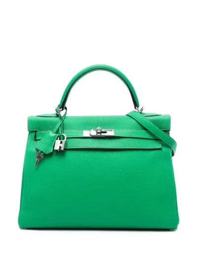 Pre-owned Hermes 2013 Togo Kelly Ii Retourne 32 Satchel In Green