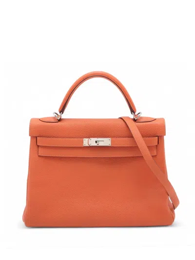 Pre-owned Hermes 2013 Togo Kelly Ii Retourne 32 Satchel In Orange
