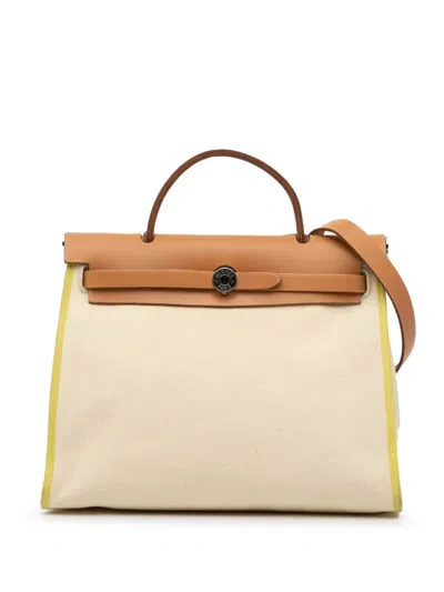 Pre-owned Hermes 2013 Toile Herbag Zip 31 Satchel In Brown
