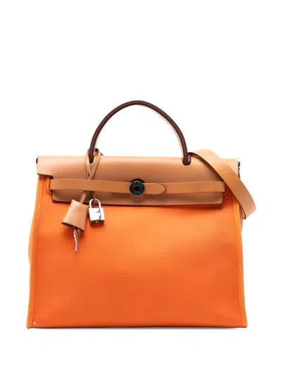 Pre-owned Hermes 2013 Toile Herbag Zip 31 Satchel In Brown