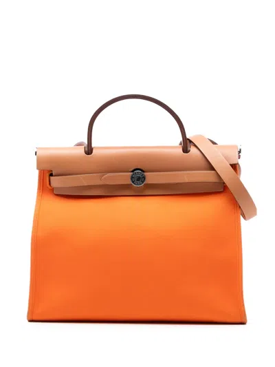 Pre-owned Hermes 2013 Toile Herbag Zip 31 Satchel In Brown