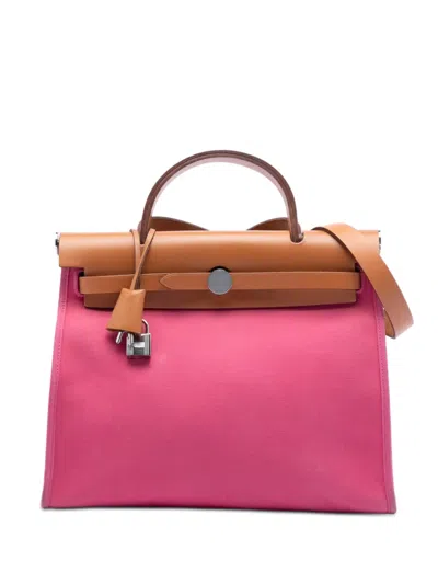 Pre-owned Hermes 2013 Toile Herbag Zip 31 Satchel In Brown