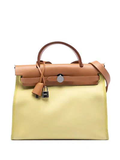 Pre-owned Hermes 2013 Toile Herbag Zip 31 Satchel In Brown