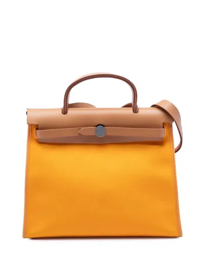 Pre-owned Hermes 2013 Toile Herbag Zip 31 Satchel In Orange