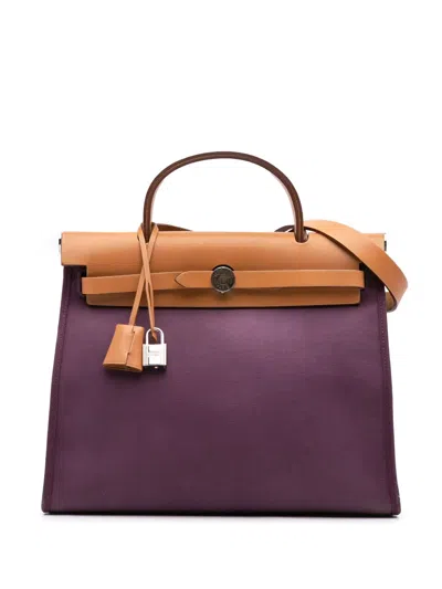 Pre-owned Hermes 2013 Toile Herbag Zip 31 Satchel In Purple