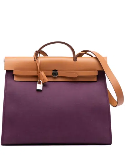 Pre-owned Hermes 2013 Toile Herbag Zip 39 Satchel In Purple