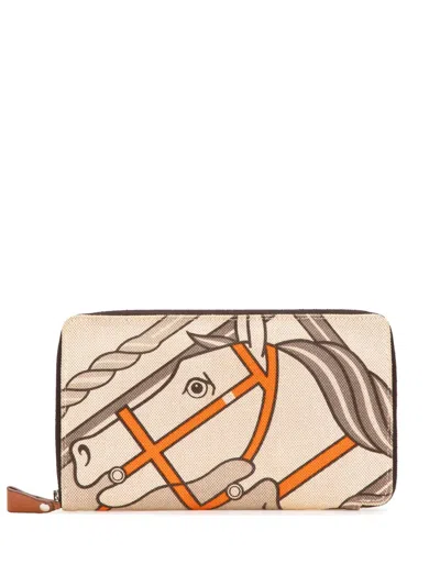 Pre-owned Hermes 2013 Toile Steeple Gm Wallet Long Wallets