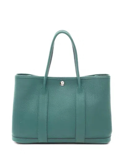 Pre-owned Hermes 2013 Tpm Garden Party Negonda Tote Bag In Green