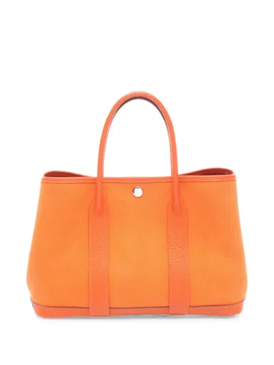 Pre-owned Hermes 2013 Tpm Garden Party Shoulder Bag In Orange