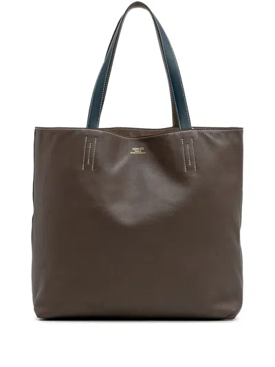 Pre-owned Hermes 2013 Veau Sikkim And Clemence Double Sens 36 Tote Bag In Blue