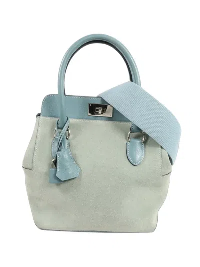 Pre-owned Hermes 2014 20 Tool Box Tote Bag In Blue