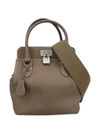 Pre-owned Hermes 2014 26 Toolbox Leather Handbag In Brown