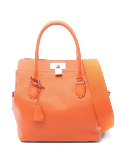 Pre-owned Hermes 2014 26 Toolbox Tote Bag In Orange