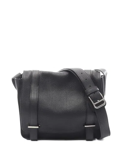 Pre-owned Hermes 2014 27 Clemence Leather Cross Body Bag In Black